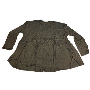 Cotton Bleu Olive Green Long Sleeve Babydoll Top Size M